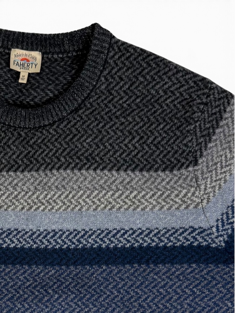Faherty Donegal Ombre Wool Crewneck Sweater Navy Storm Men’s M NWOT